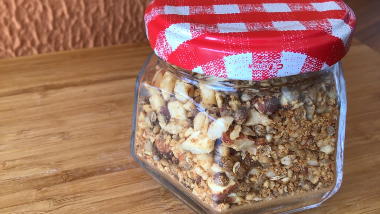 Dukkah mistura de especiarias com nuts