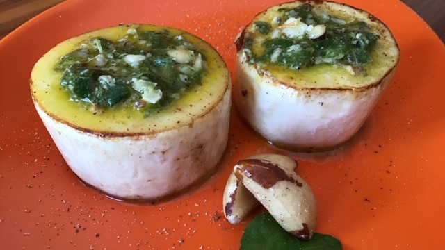 Palmito pupunha grelhado ao pesto nutricosta