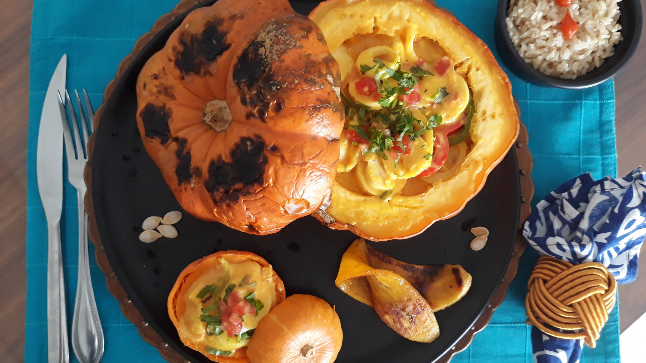 Moqueca de palmito na moranga